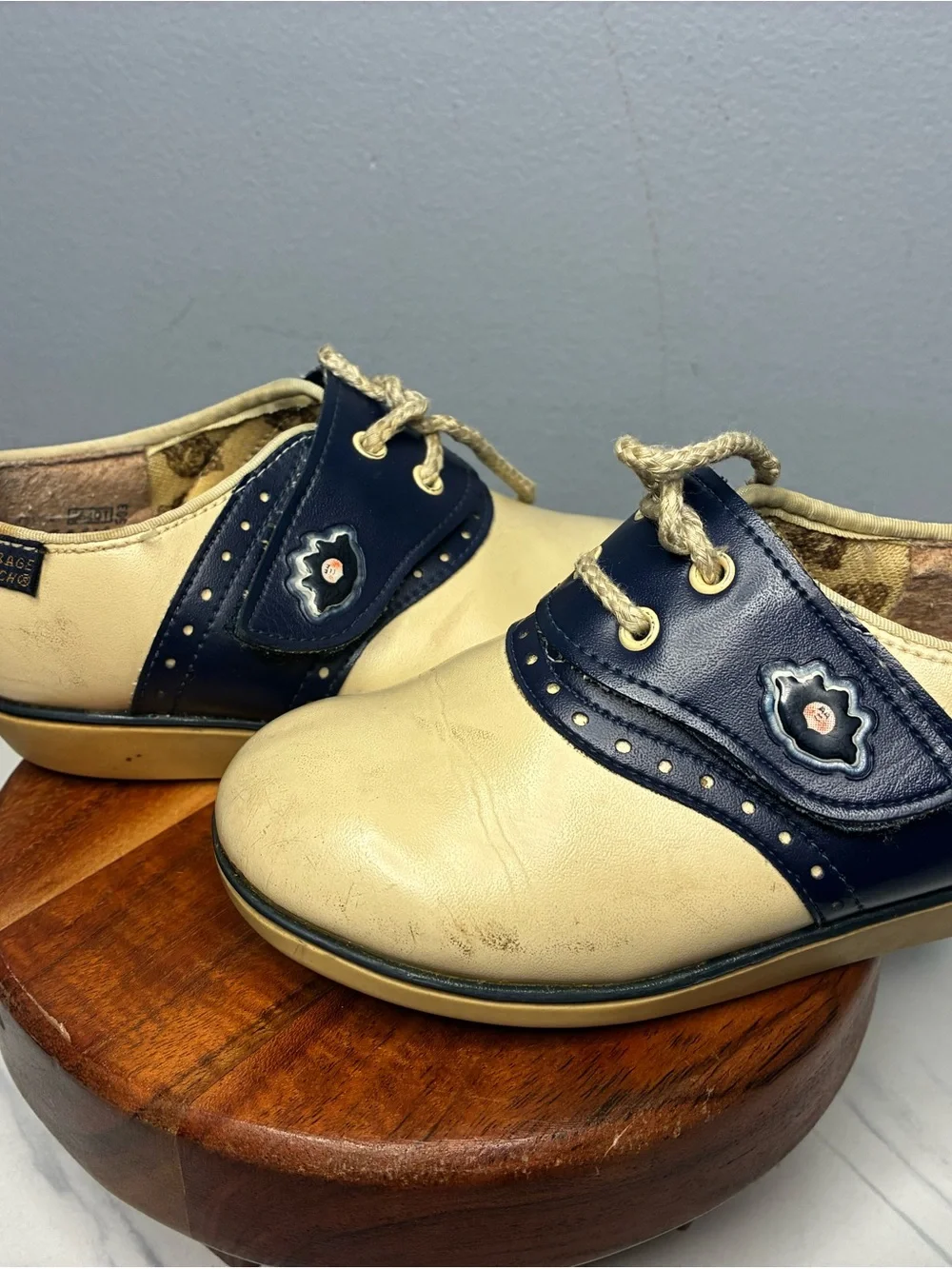 Cabbage Patch Kids Cream Navy Oxford Shoes Size 8D Collectible